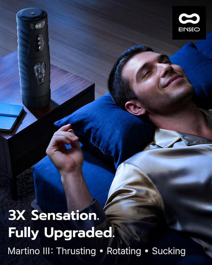 Male Masturbator Penis Pump, AI Sync Sex Toys for Men with 7 Thrusting & 360° Rotation, Up to 155 Strokes/Min, 7 Blowjob Suction Pocket Pussy, Silicone-Wrapped Adult Toy with Hands-Free Base
