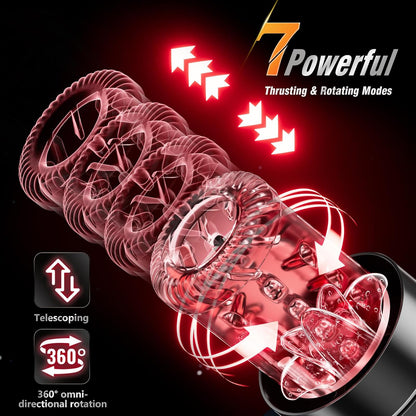 Mrgras Male Masturbator Penis Pump - AI Sync Male Sex Toys for Men with 12 S Vacuum Pump & 7 Thrusting Rotating Vibrating Sucking Licking Adult Toys Mens Sex Toys Pocket Pussy Pumps & Enlargers