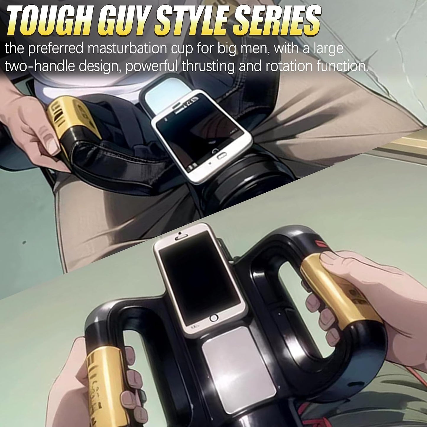Automatic Male Masturbator Sex Toys for Men - Electric Adult Sex Machine with 10 Thrusting & Rotating Modes, Hands Free Stroker with Double Side Handle with Phone Holder Pocket Pussy Sleeves for Men