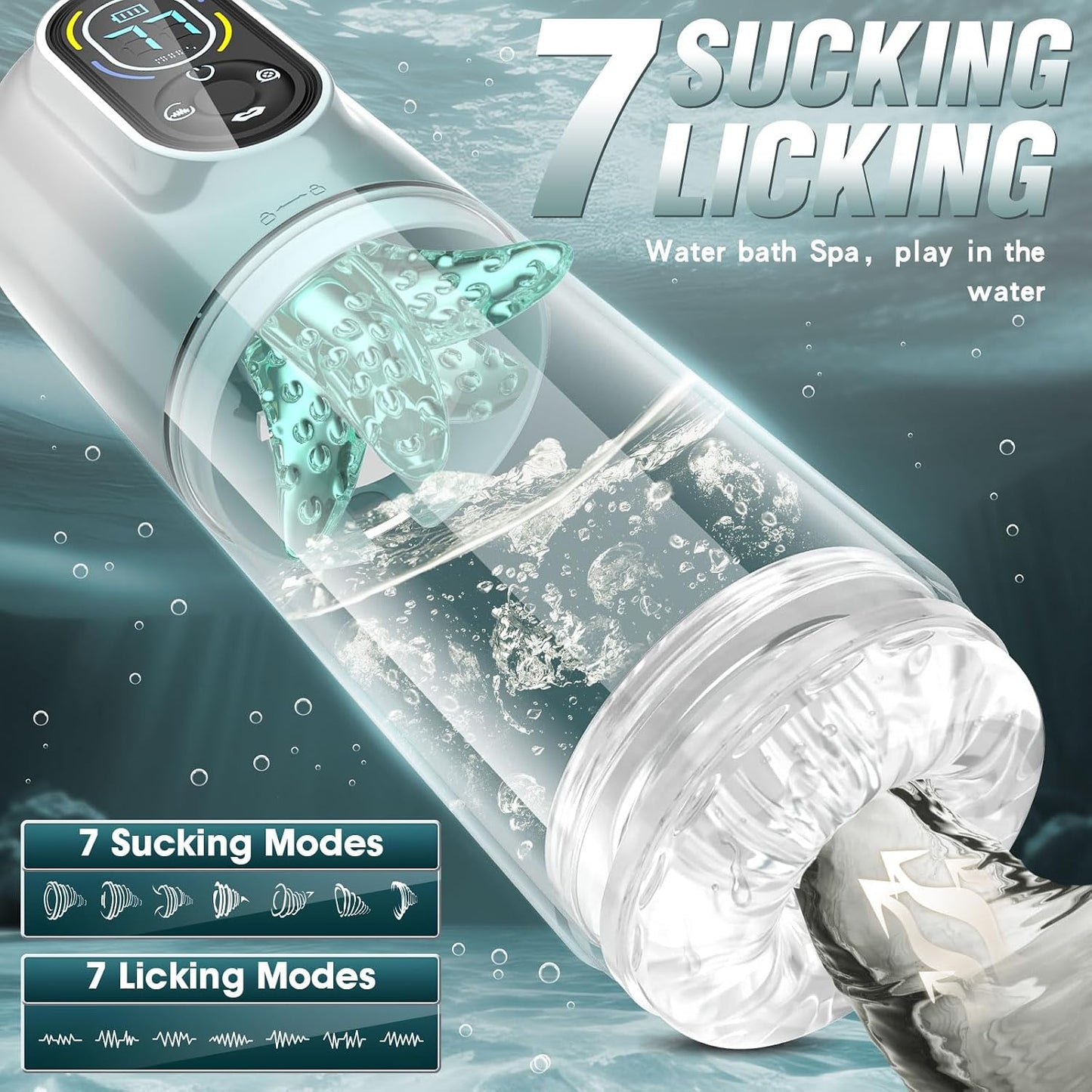 Automatic Male Masturbator Male Sex Toys, Sex Toys for Men Penis Pump with 7 Sucking & Vibrating & Thrusting & Rotating & Licking, Mens Sex Toy Adult Toys Blowjob Sex Machine Pocket Pussy Stroker