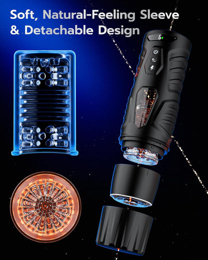 AI Sync Male Masturbator Sex Toys for Men - Adult Toy Male Sex Toys with 7 Thrusting & 7 Rotating Modes, Pocket Pussy Hands Free Sex Machine LCD Display with Visual Window & Mounting Base