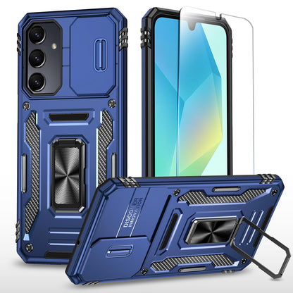 Phone Case Compatible with Samsung Galaxy A16 5G Case with HD Screen Protector & Slide Camera Cover & Kickstand, [Military-Grade] Phone Case for Samsung A16 (Red)