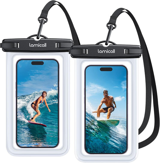 Waterproof Phone Pouch [2 Pack] – IPX8, Touch Screen, Fits 7" with Case