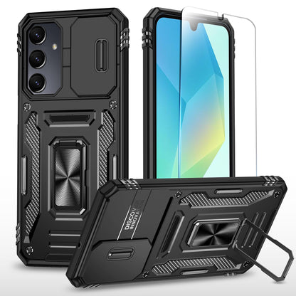 Phone Case Compatible with Samsung Galaxy A16 5G Case with HD Screen Protector & Slide Camera Cover & Kickstand, [Military-Grade] Phone Case for Samsung A16 (Red)