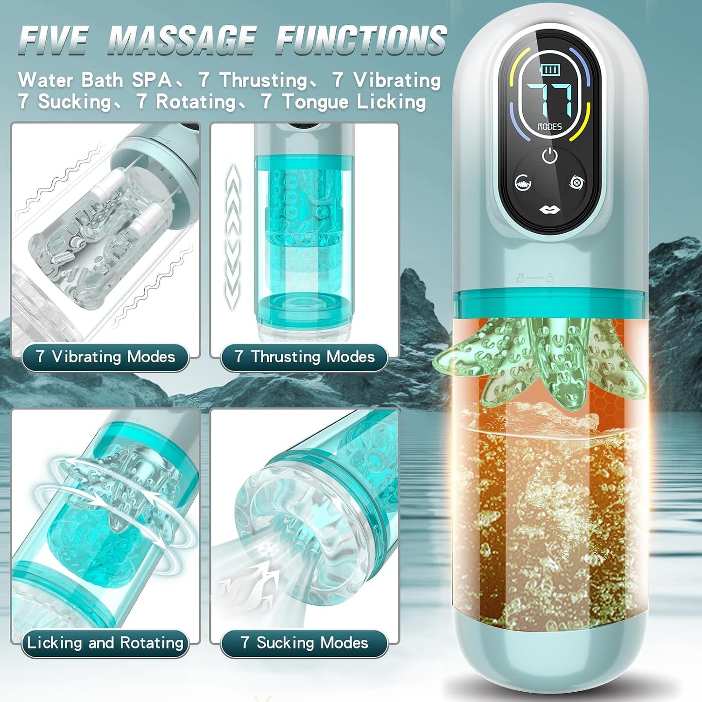 Automatic Male Masturbator Male Sex Toys, Sex Toys for Men Penis Pump with 7 Sucking & Vibrating & Thrusting & Rotating & Licking, Mens Sex Toy Adult Toys Blowjob Sex Machine Pocket Pussy Stroker