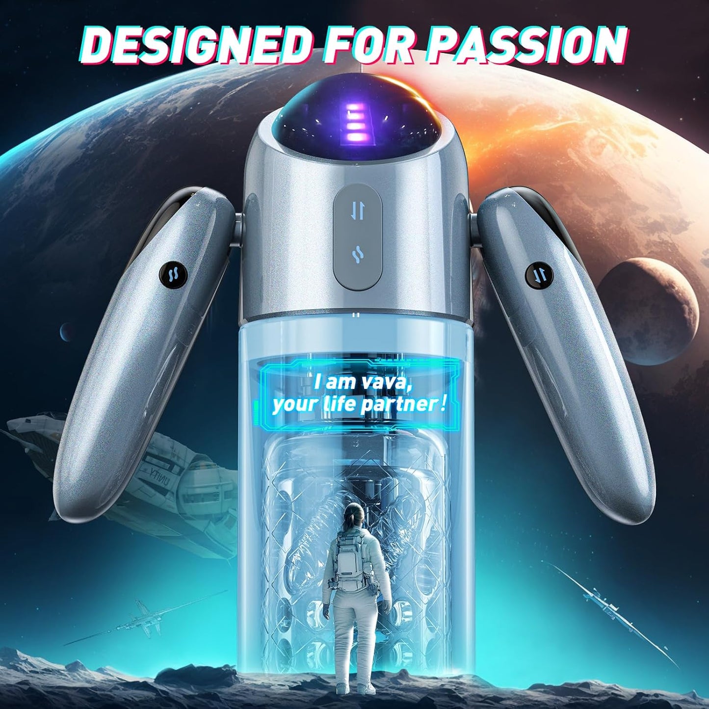 Automatic Male Masturbator Sex Toys for Men, Male Sex Toys with 4 Thrusting & 7 Rotation Modes, Pocket Pussy Male Stroker with 7 Color Ambient Lighting, Sex Toy Sex Machine, Adult Sex Toys, Grey