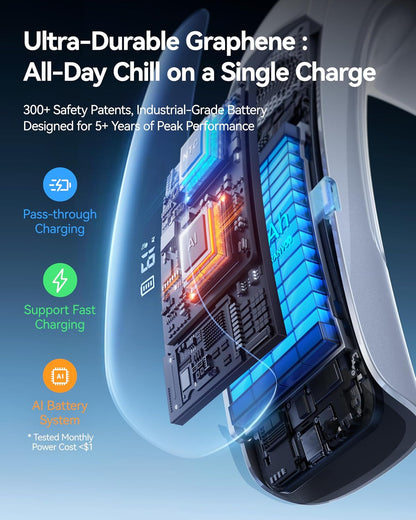 RANVOO AICE LITE MAX 2026 Real AC Cold Blast [No.1 Coolest & Most Durable] AI Neck Air Conditioner, Best Immersive Neck Cooler, 6000 mAh Rechargeable Neck Fan Blow Cold Air, Summer Gifts for Mom White