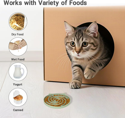 Bifeaw Slow Feeder Cat Bowl, Easy to Clean Silicone Bowl, Ideal for Dry and Wet Food (Green and Blue)