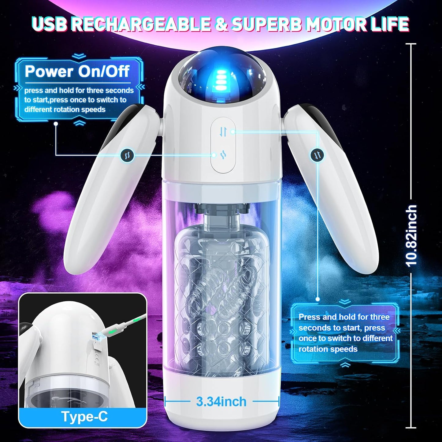 Automatic Male Masturbator Sex Toys for Men, Male Sex Toys with 4 Thrusting & 7 Rotation Modes, Pocket Pussy Male Stroker with 7 Color Ambient Lighting, Sex Toy Sex Machine, Adult Sex Toys