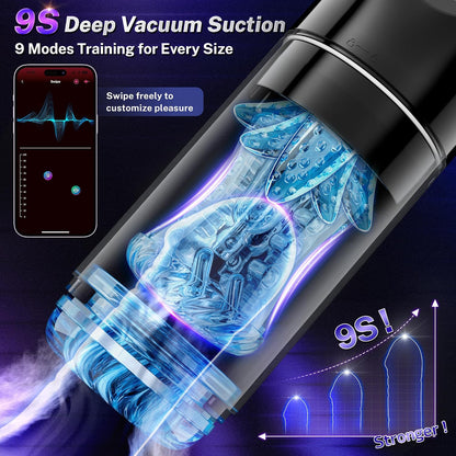 Male Masturbator Sex Toys for Men - AI Sync Male Sex Toy 9S Penis Pump & 9 Thrusting Rotating & 9 Vibrating Sucking Licking Modes Pocket Pussy Stroker Mens Sex Toy with LCD APP for Adult Toys & Games