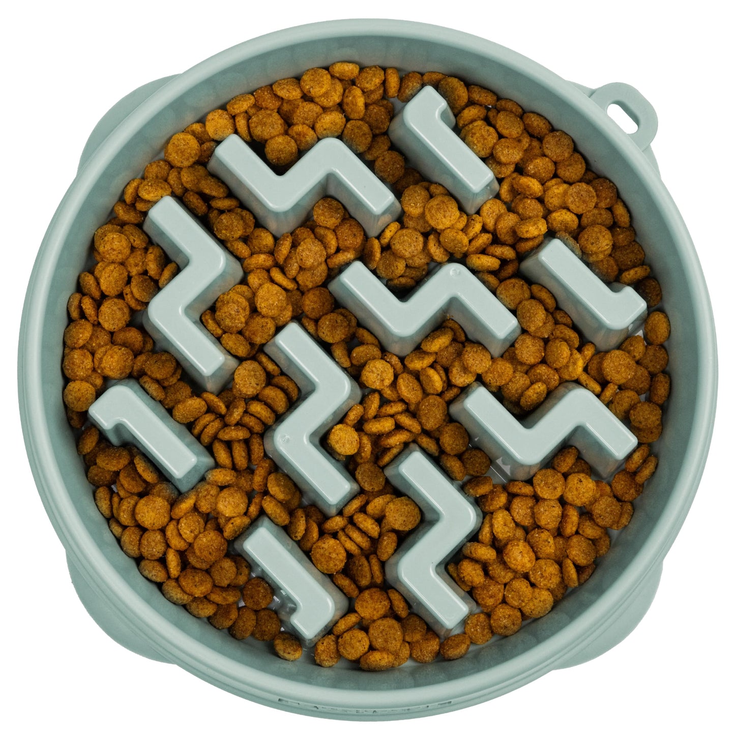 Fun Feeder Slo Bowl – Medium 2‑Cup Capacity, Slow Feeding, Small to Medium Dogs & Cats, Non-Slip, Blue, Notch Pattern