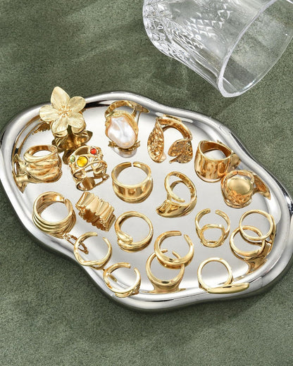 20 Pcs Gold Ring Set for Women, Chunky Statement Flower Finger Midi Rings, Big Boho Stacking Rings Pack Trendy Stuff Jewelry Gift