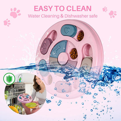 Dog Puzzle Toy, 3 Levels of Step-by-Step Challenge, Spin to Release Treat Dispenser, Slow Feeder & Mental Stimulation Enrichment Toy for Small Medium Large Dogs