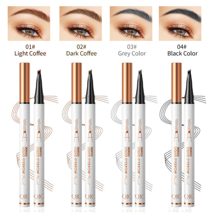 4-Claw Liquid Eyebrow Pencil, 6 Colors, Waterproof Natural Looking Microblading Effect, Professional Makeup Tool with Fine Tip (2#Dark Coffee)