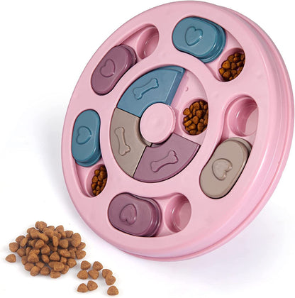 Dog Puzzle Toy, 3 Levels of Step-by-Step Challenge, Spin to Release Treat Dispenser, Slow Feeder & Mental Stimulation Enrichment Toy for Small Medium Large Dogs