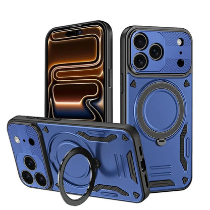 For Magsafe Magnetic Wireless Charging 360°Rotating Metal Stand Armored Phone Case For iPhone 16 15 11 12 13 14 17 Pro Max Cover