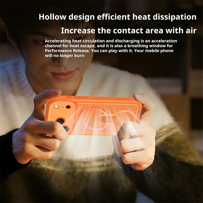 360° Rotating Ring Holder Magnetic Mesh Heat Dissipation Case for iPhone 16 15 14 13 12 11 17 Pro Max Air Plus For Magsafe Cover