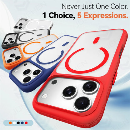 For Magsafe Skin Feel Transparent Phone Case For iPhone 17 16 15 Plus 14 13 12 Pro Max Air Metal Buttons Siliconen Bumper Cover