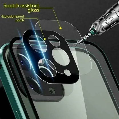 Metal Magnetic Double-Sided Buckle Glass Case For iPhone 16 15 14 13 12 Pro Max Plus 360° Full Cover Protection Shockproof Cover