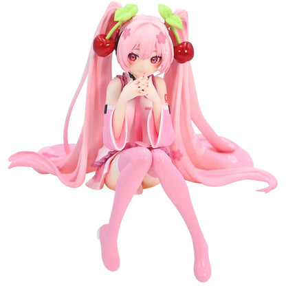 Hatsune Miku Anime Figure Pink Dress Model Action Figures Toys Cherry Pink PVC Cherry Blossom Decoration Collect Model Gifts