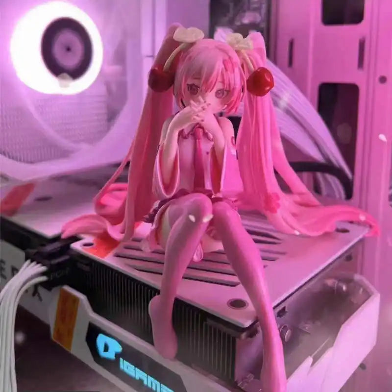 Hatsune Miku Anime Figure Pink Dress Model Action Figures Toys Cherry Pink PVC Cherry Blossom Decoration Collect Model Gifts