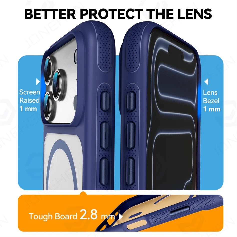 For Magsafe Skin Feel Transparent Phone Case For iPhone 17 16 15 Plus 14 13 12 Pro Max Air Metal Buttons Siliconen Bumper Cover