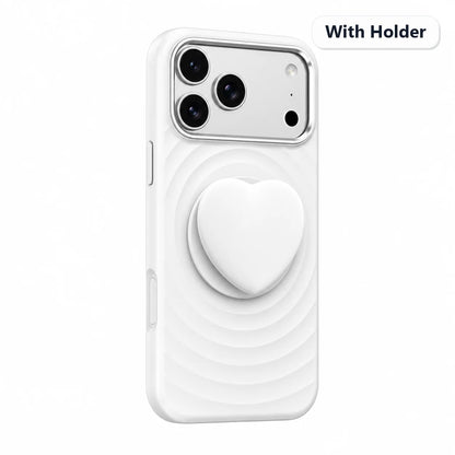 Water Ripple Silicone For Magsafe Wireless Charge Magnetic Holder Phone Case For iPhone 17 16 15 Pro Max Metal Frame Soft Cover