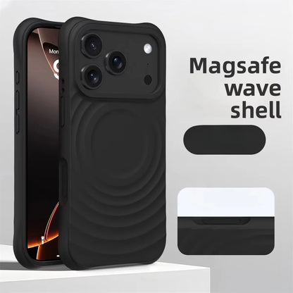 Water Ripple Silicone For Magsafe Wireless Charge Magnetic Phone Case For iPhone 17 16 15 14 Pro Max Air Soft Shockproof Cover