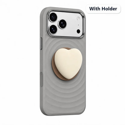 Water Ripple Silicone For Magsafe Wireless Charge Magnetic Holder Phone Case For iPhone 17 16 15 Pro Max Metal Frame Soft Cover