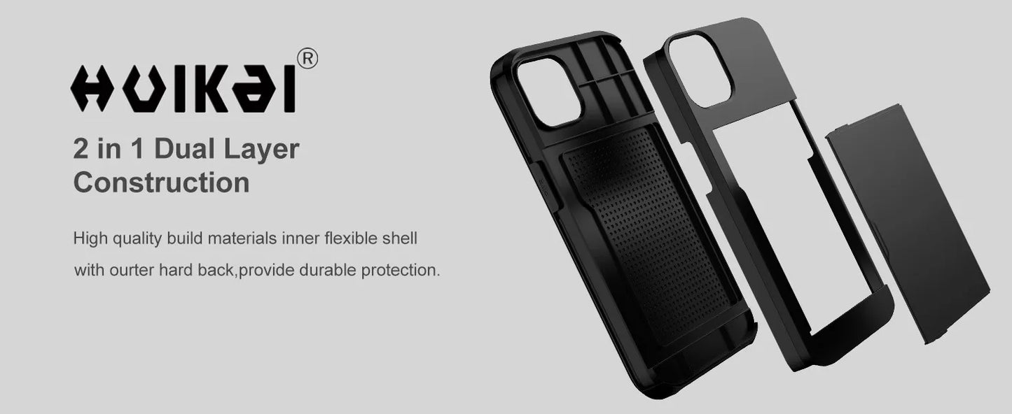 Case For iPhone 17 Pro Max 16 Pro Max 17e 15 14 13 12 11 Wallet Card Holder Slide Slot Slim Hard PC Heavy Duty Protective Covers