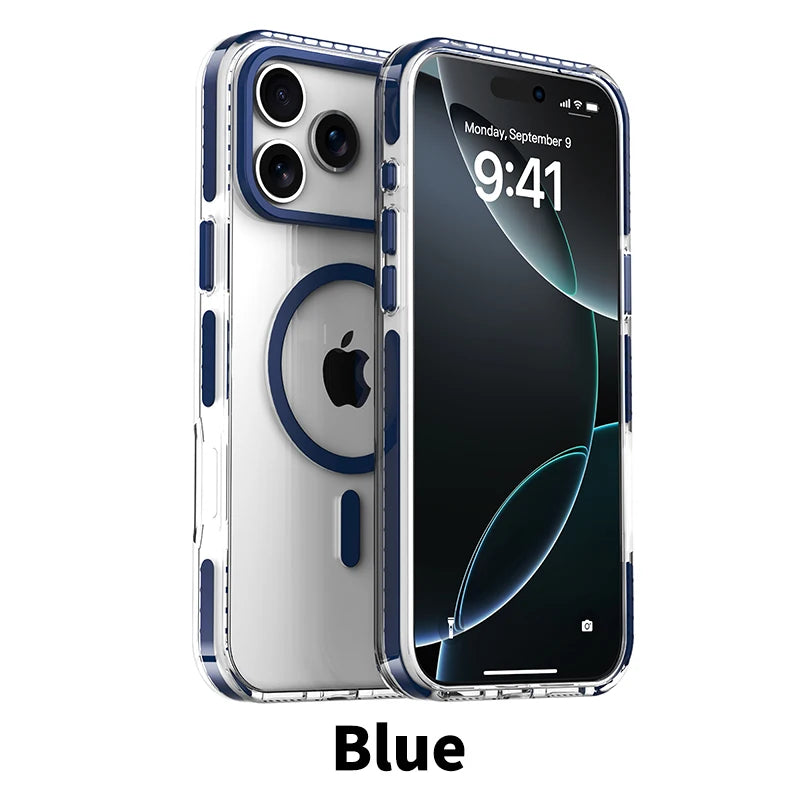 Luxury PE Striped Border HD Phone Case for iPhone 17 Air 16 15 14 Plus 13 12 Pro Max for Magsafe Magnetic Wireless Charge Cover