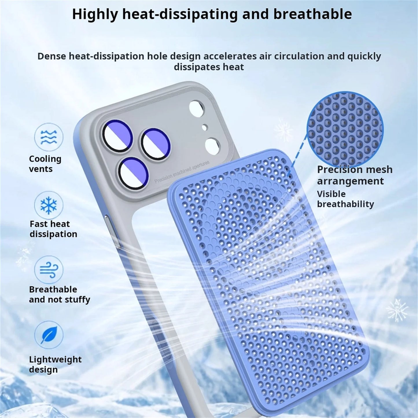 Luxury Armor Shockproof Heat Dissipation Mesh Phone Case For iPhone 17 16 15 14 Plus 13 12 Pro Max Lens Protect Matte Hard Cover