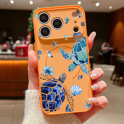 Whale Patterned Magnetic Case For iPhone 17 16 15 14 13 Pro Max For Magsafe Wireless Charge Shockproof Lens Protect Phone Cover