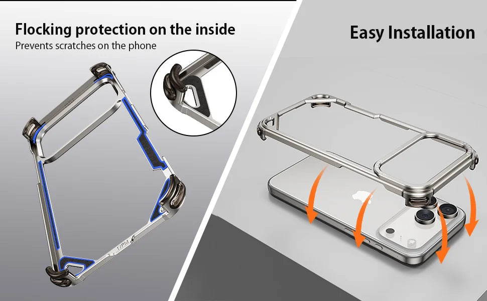 Eary Frameless Case for iPhone 17 Pro Max Air for Magsafe Metal Shockproof Protective Phone Cover Aluminum Alloy Anti-Drop Shell