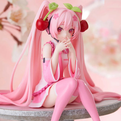Hatsune Miku Anime Figure Pink Dress Model Action Figures Toys Cherry Pink PVC Cherry Blossom Decoration Collect Model Gifts