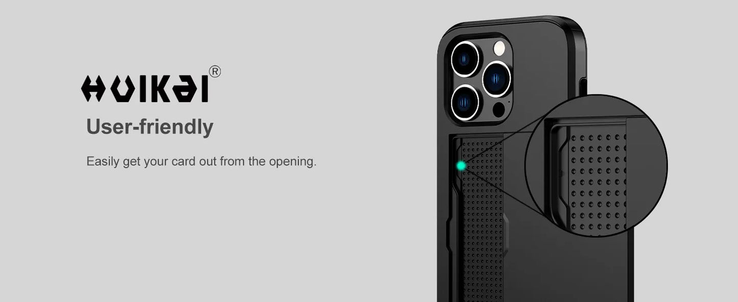 Case For iPhone 17 Pro Max 16 Pro Max 17e 15 14 13 12 11 Wallet Card Holder Slide Slot Slim Hard PC Heavy Duty Protective Covers
