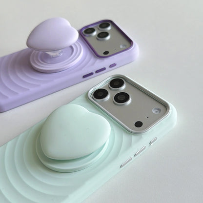 Water Ripple Silicone For Magsafe Wireless Charge Magnetic Holder Phone Case For iPhone 17 16 15 Pro Max Metal Frame Soft Cover