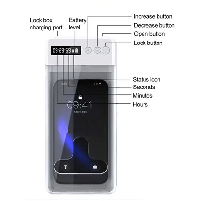 Self-Discipline Device Mobile Phone Lock Box with Timer LCD Display Time Management and Anti-Mobile Internet Addiction Lock Box
