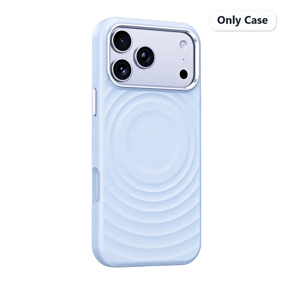 Water Ripple Silicone For Magsafe Wireless Charge Magnetic Holder Phone Case For iPhone 17 16 15 Pro Max Metal Frame Soft Cover