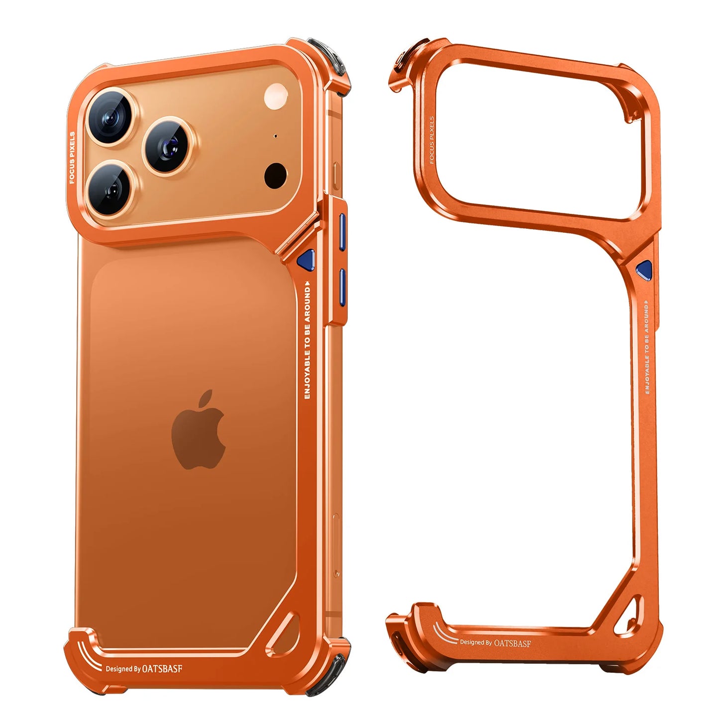 Oatsbasf 9-Shaped Phone Case for iPhone 17 Pro Max/Pro/Air with Stand Metal Frameless Magsafe Minimalist Bumper Shockproof Cover