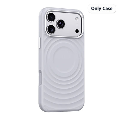 Water Ripple Silicone For Magsafe Wireless Charge Magnetic Holder Phone Case For iPhone 17 16 15 Pro Max Metal Frame Soft Cover
