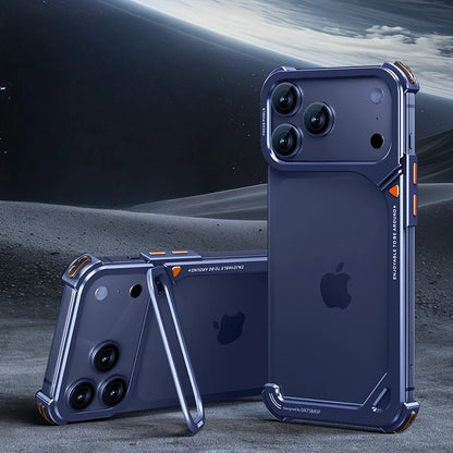 Oatsbasf 9-Shaped Phone Case for iPhone 17 Pro Max/Pro/Air with Stand Metal Frameless Magsafe Minimalist Bumper Shockproof Cover