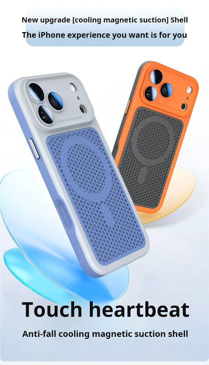 Luxury Armor Shockproof Heat Dissipation Mesh Phone Case For iPhone 17 16 15 14 Plus 13 12 Pro Max Lens Protect Matte Hard Cover