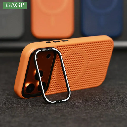 Grid Mesh Cooling Cases for Magsafe Case for iPhone 17 Pro Max 15 14 16 Plus 12 11 13 Pro Air Alloy Lens Bracket Cover