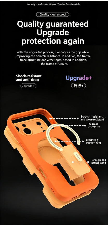 Luxury For Magsafe Magnetic Invisible Fold Bracket Matte Case For iPhone 17 16 15 14 Plus 11 12 13 Pro Max Lens Protective Cover
