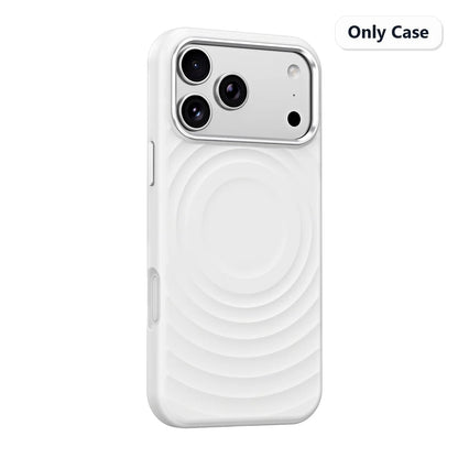 Water Ripple Silicone For Magsafe Wireless Charge Magnetic Holder Phone Case For iPhone 17 16 15 Pro Max Metal Frame Soft Cover