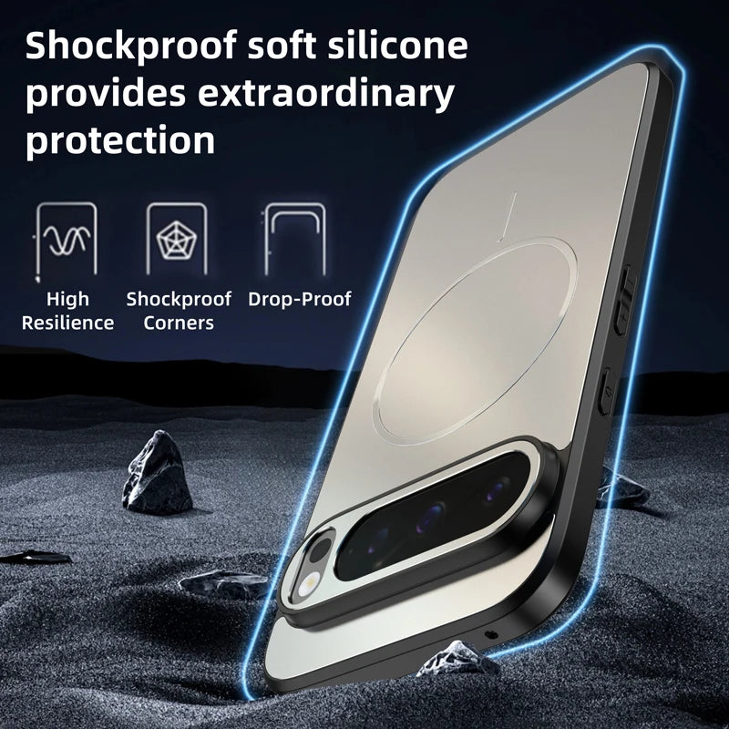 Ultrathin Metallic Paint Back For Magsafe Magnetic Phone Case For Google Pixel 10 9 8 7 A Pro XL Soft Silicone Frame Matte Cover