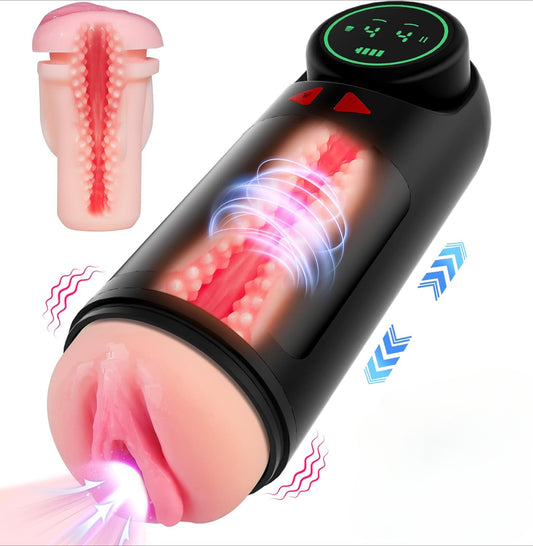 Sex Toys Automatic Male Masturbator - Adult Toys Penis Pump with 4 Sucking & Vibrating & Thrusting Modes, Sex Toys for Men Pocket Pussy Male Stroker for Penis Stimulation, Male Sex Toys LED Display